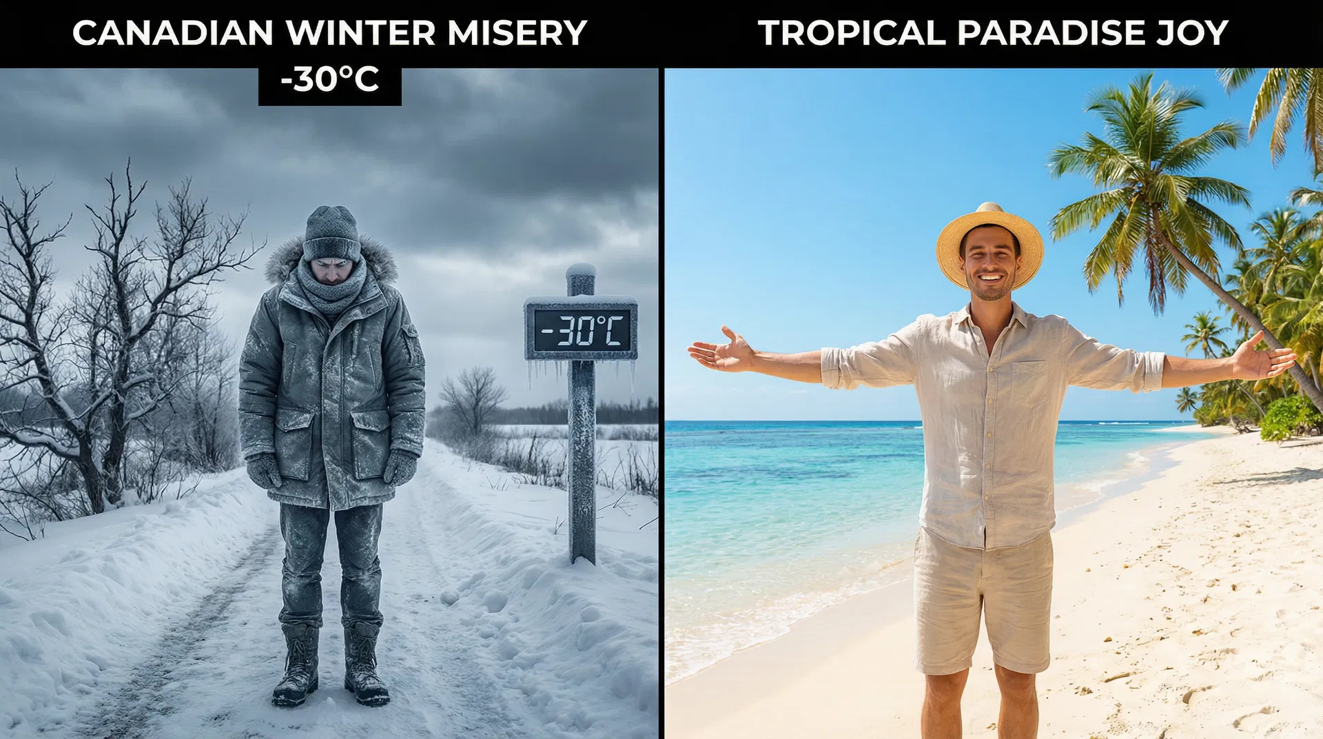 Canadian Winter vs Tropical Paradise