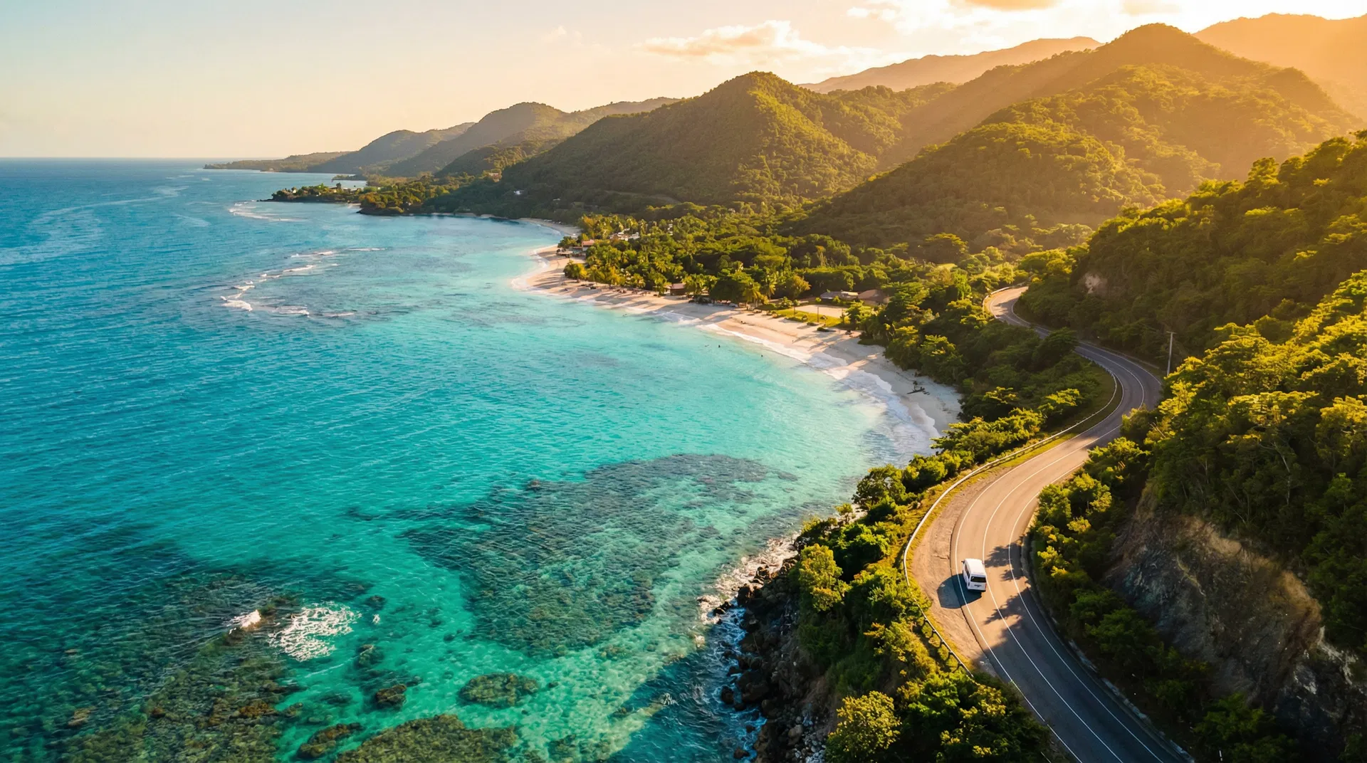 Jamaica coastline aerial view