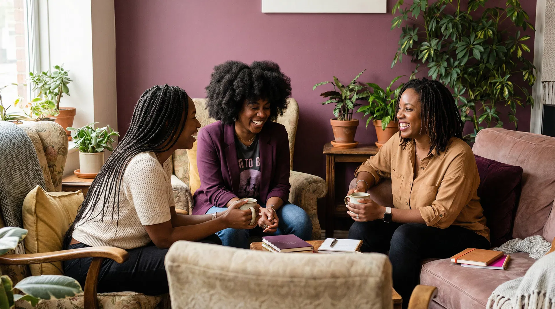 Women collaborating in a warm wellness space