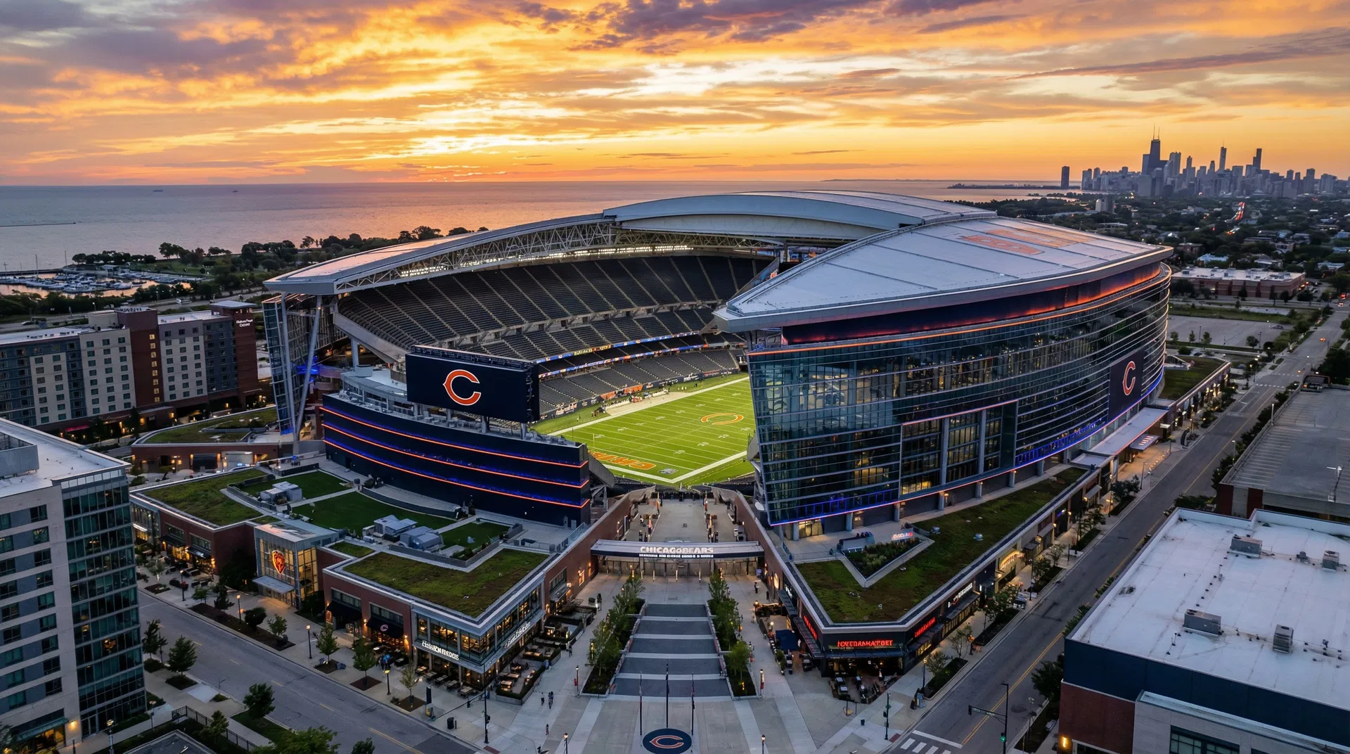 Hammond Bears Stadium at sunset