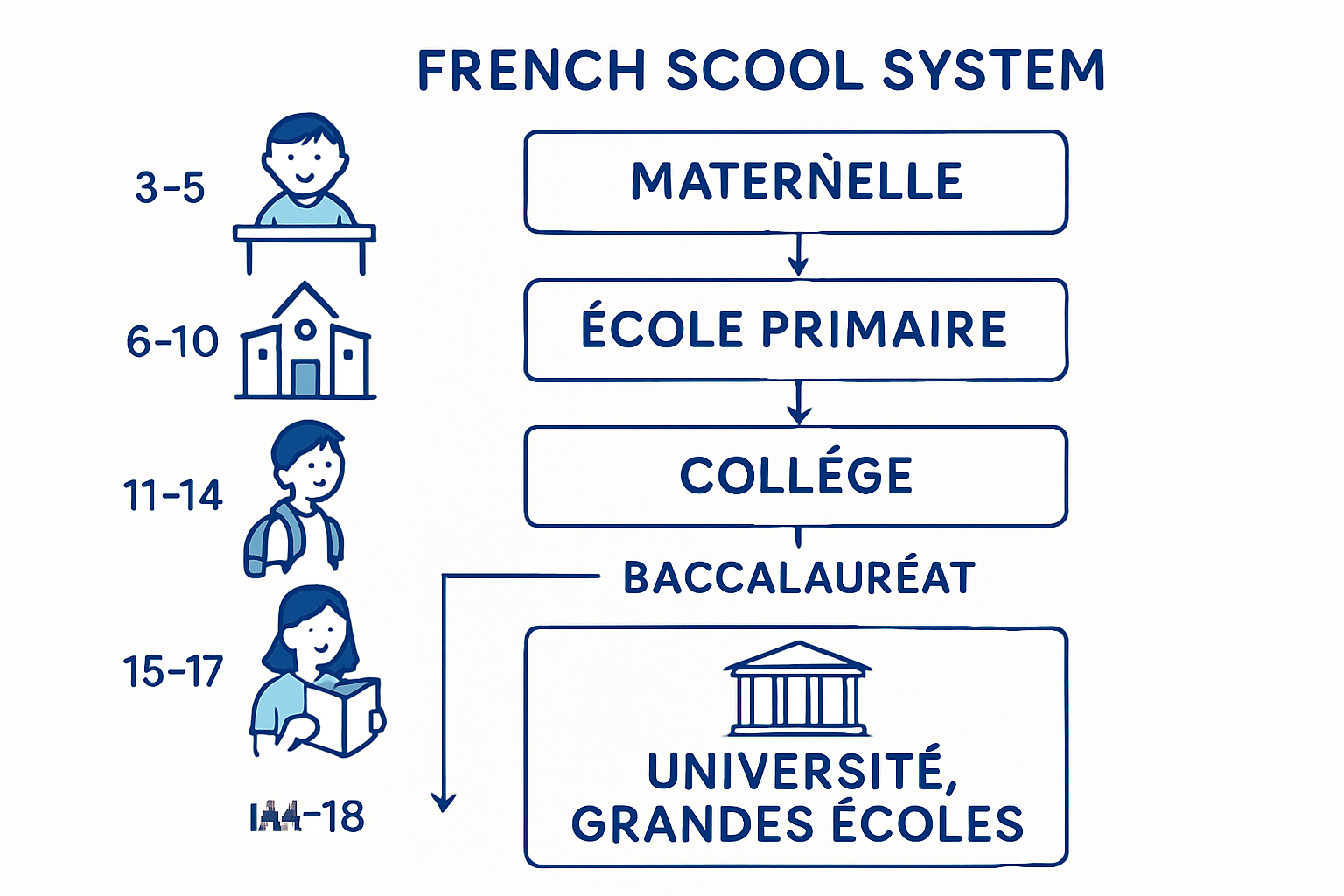 フランスの学校系統図