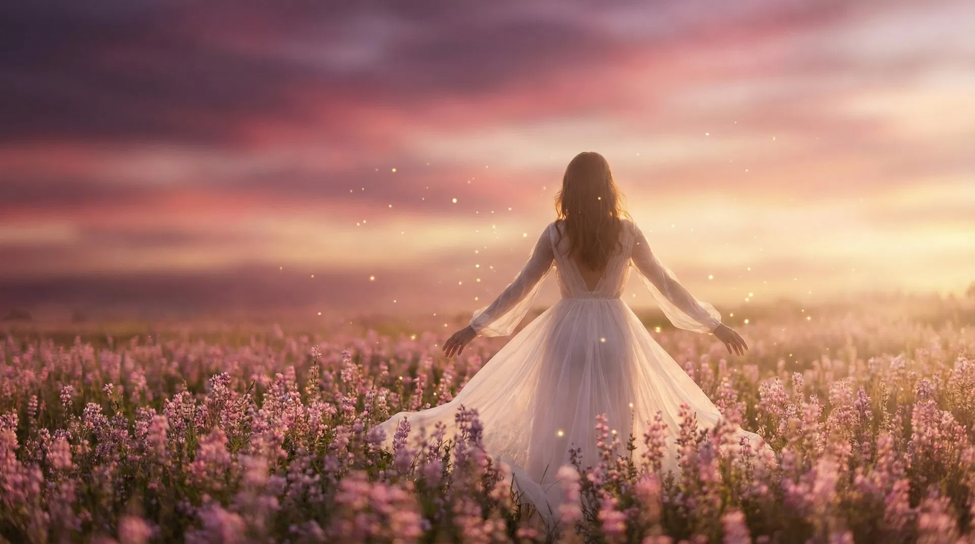 Ethereal woman in lavender field