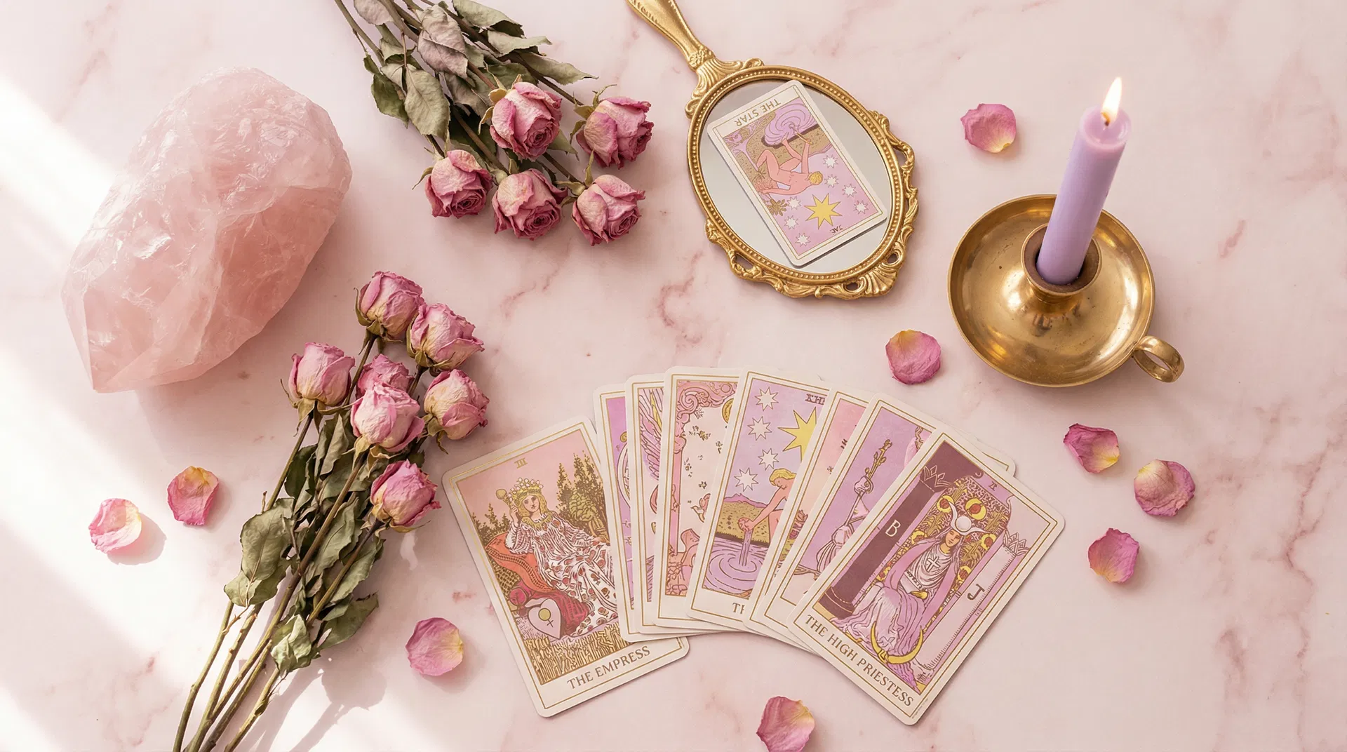 Mystical tarot and crystals