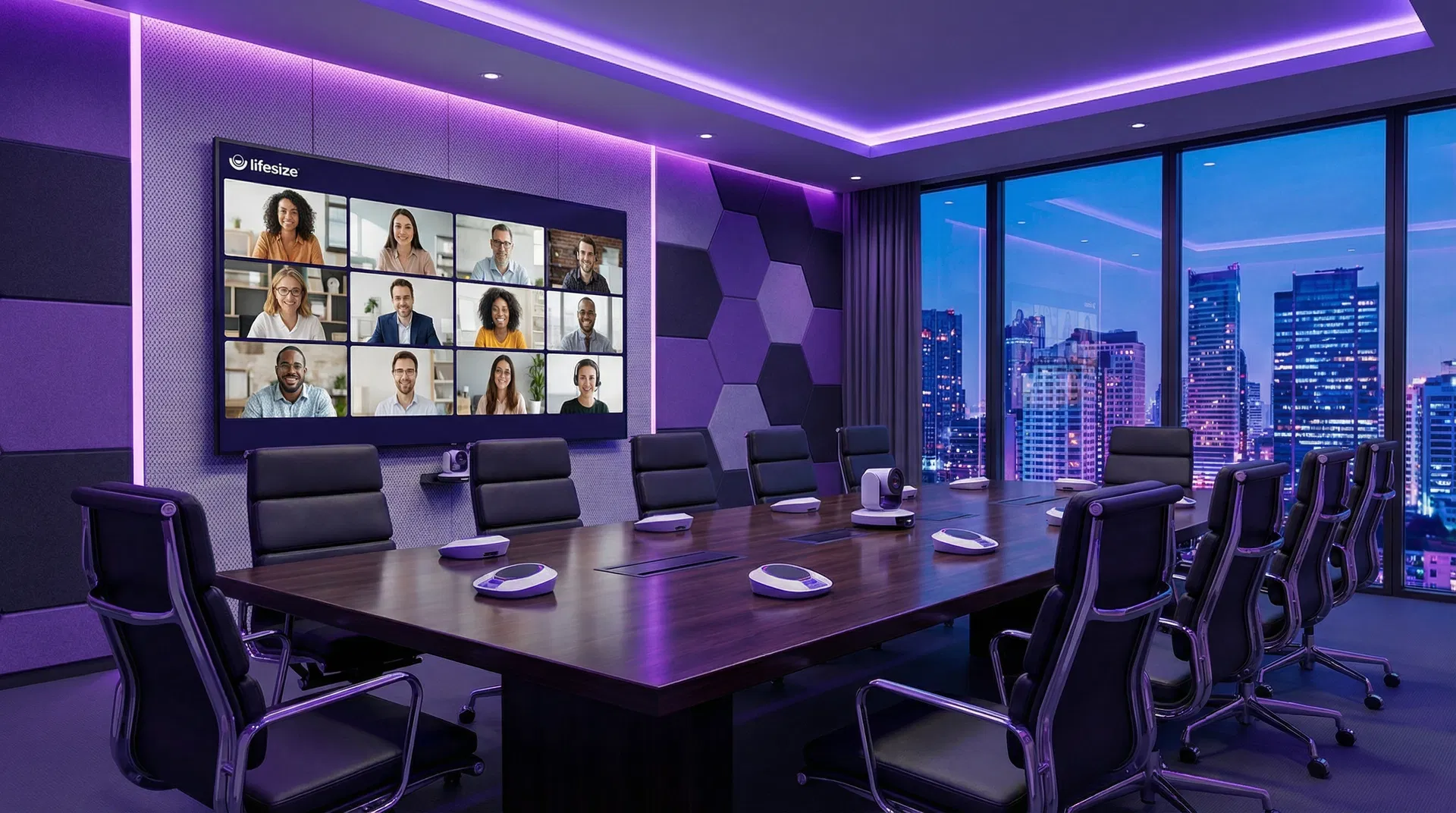 Lifesize 高階會議室 - 品牌紫色調科技感視訊協作環境