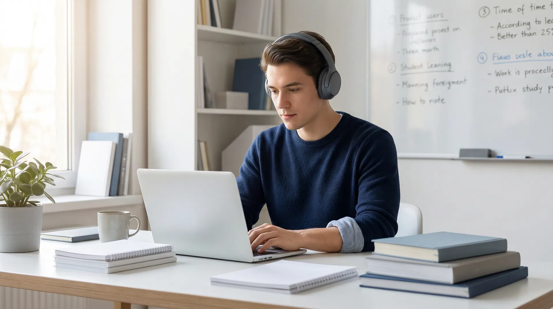 Estudante aprendendo online