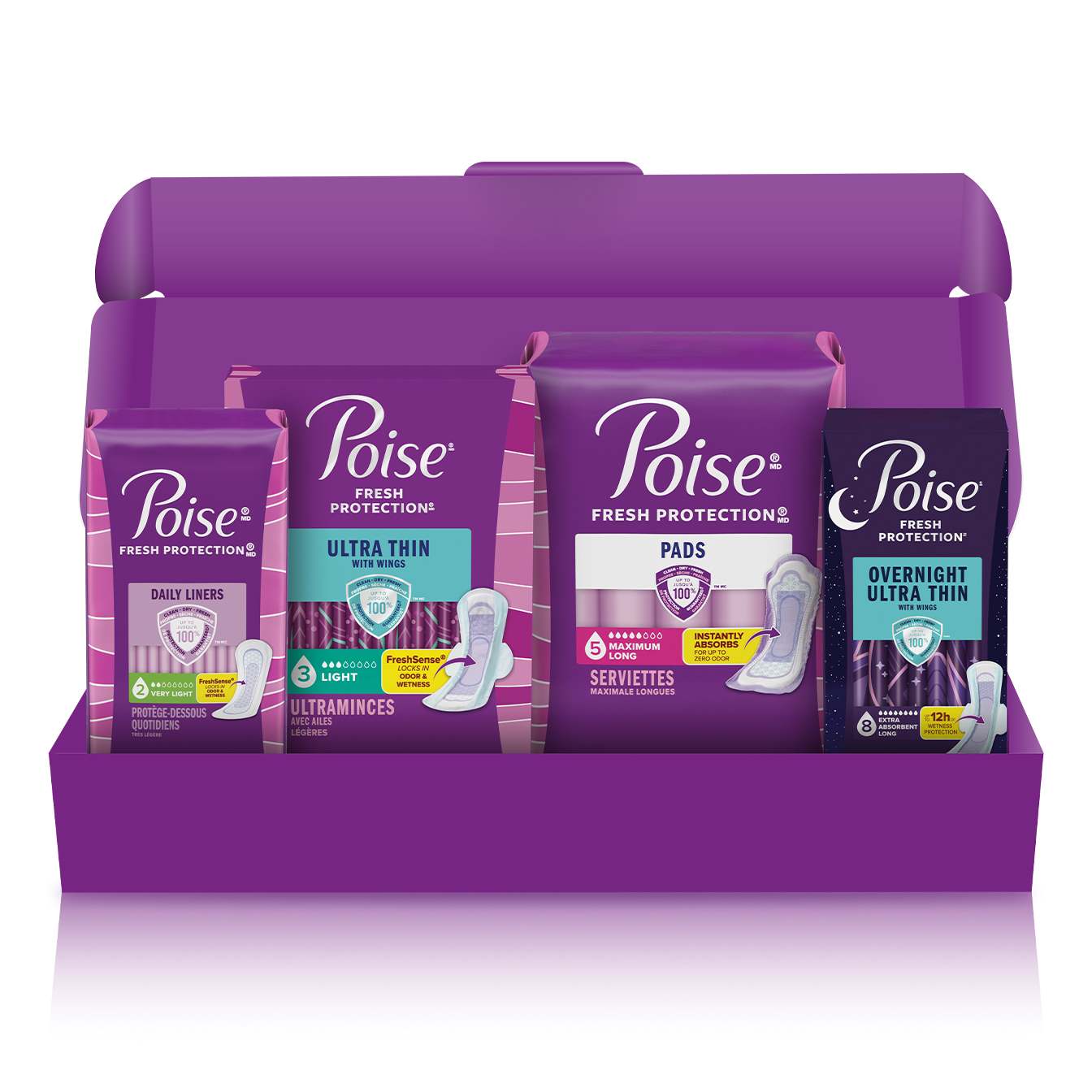 Poise offers free, discreetly shipped sample kits for hygiene and personal care needs.