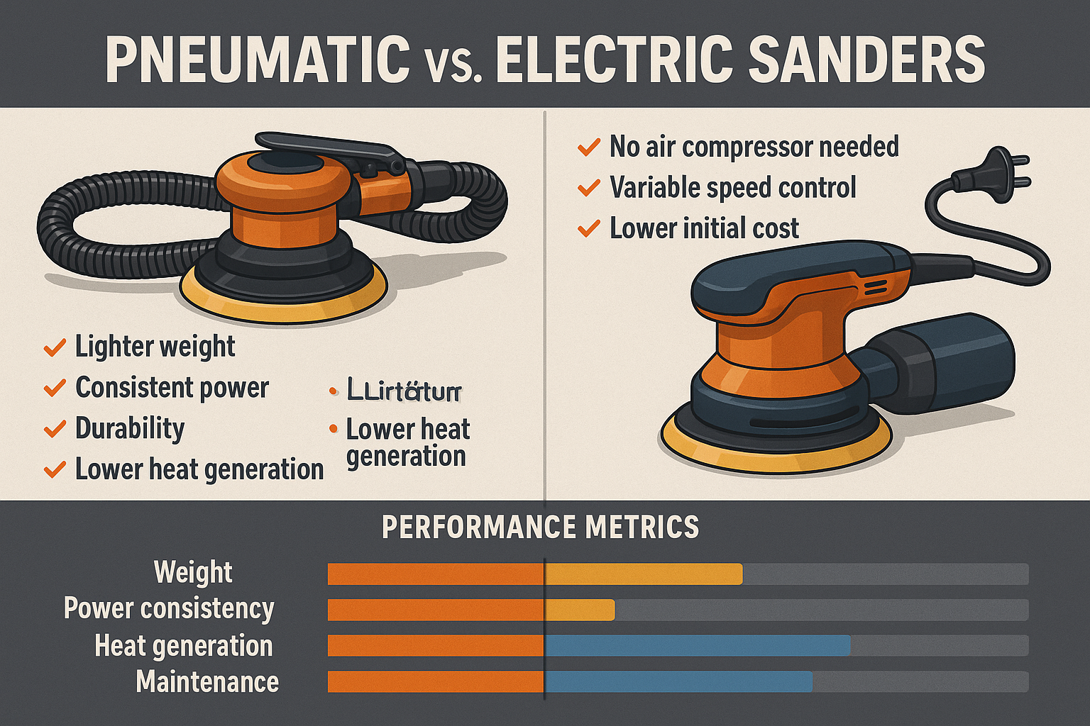 Pneumatic vs Electric Sanders Comparison