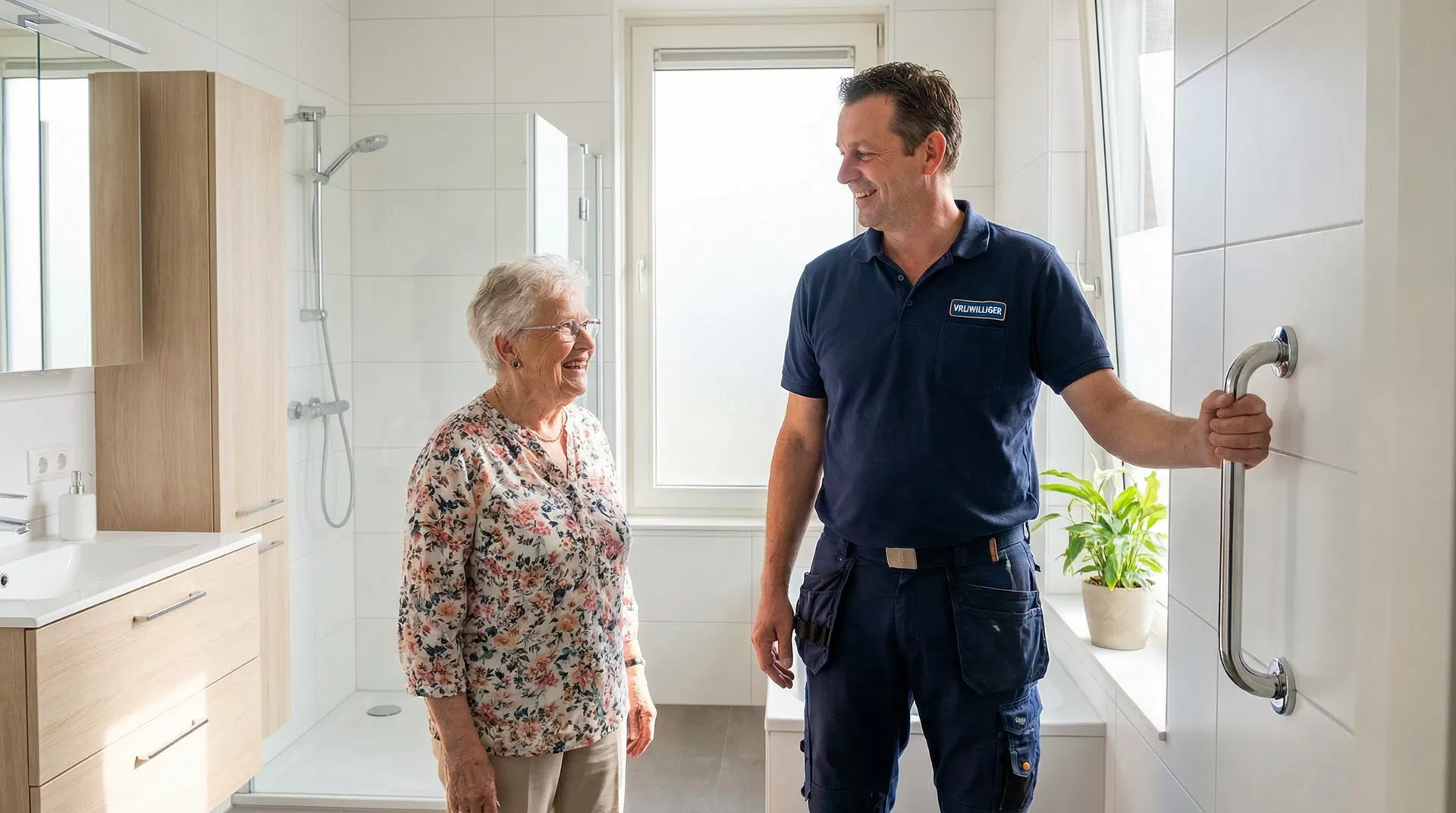 BelKlus vrijwilliger helpt een oudere bewoner