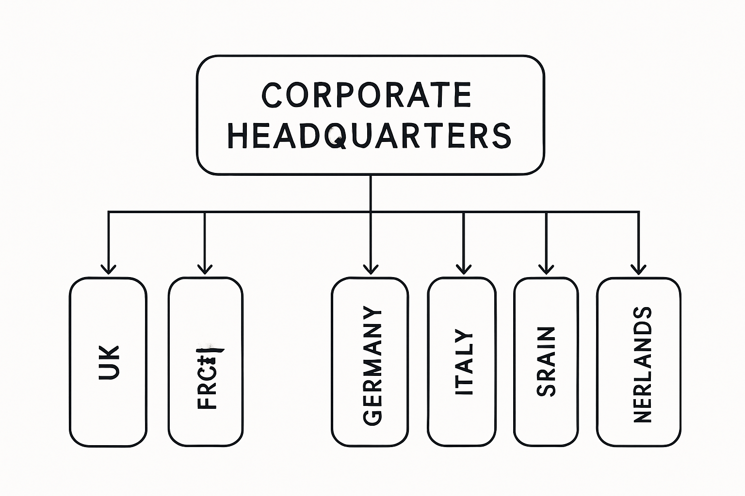 本社機能と事業機能の連携を示す組織図