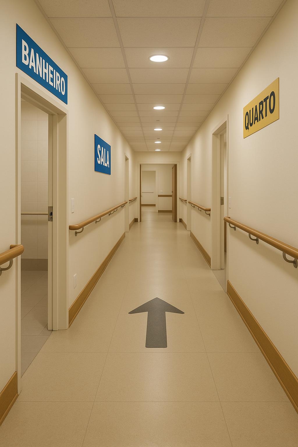 Ambiente seguro para caminhada com sinalização adequada