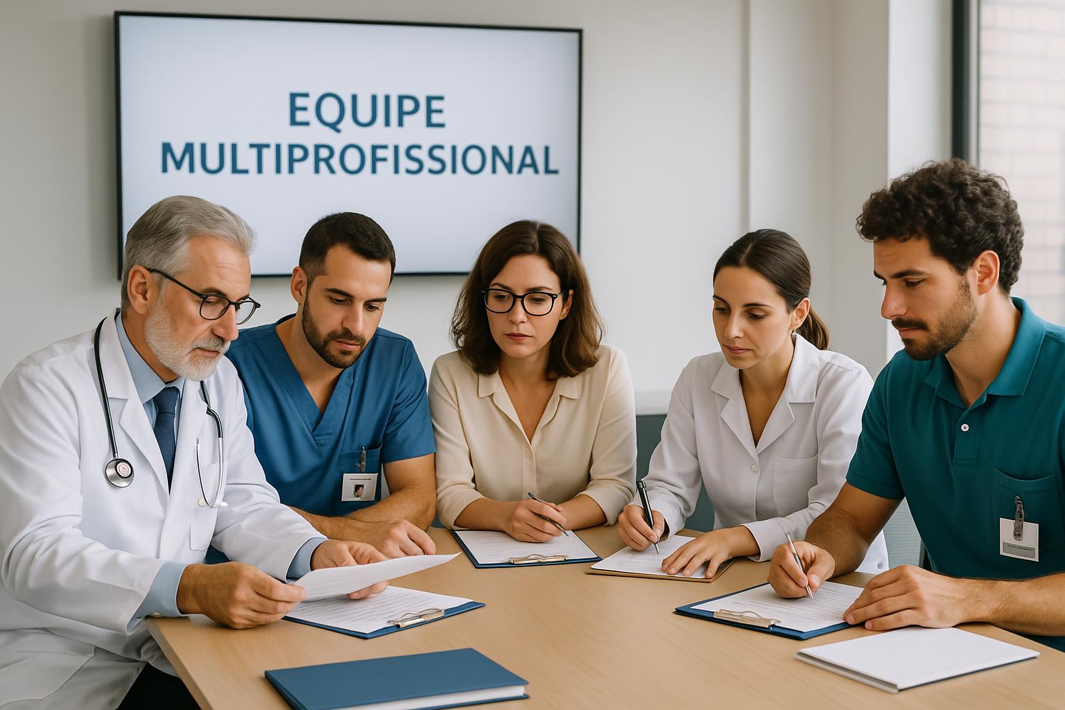 Equipe multiprofissional em reunião