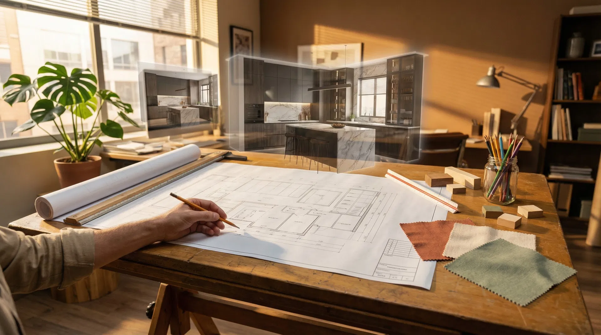 Conception 3D de cuisine avec projection holographique