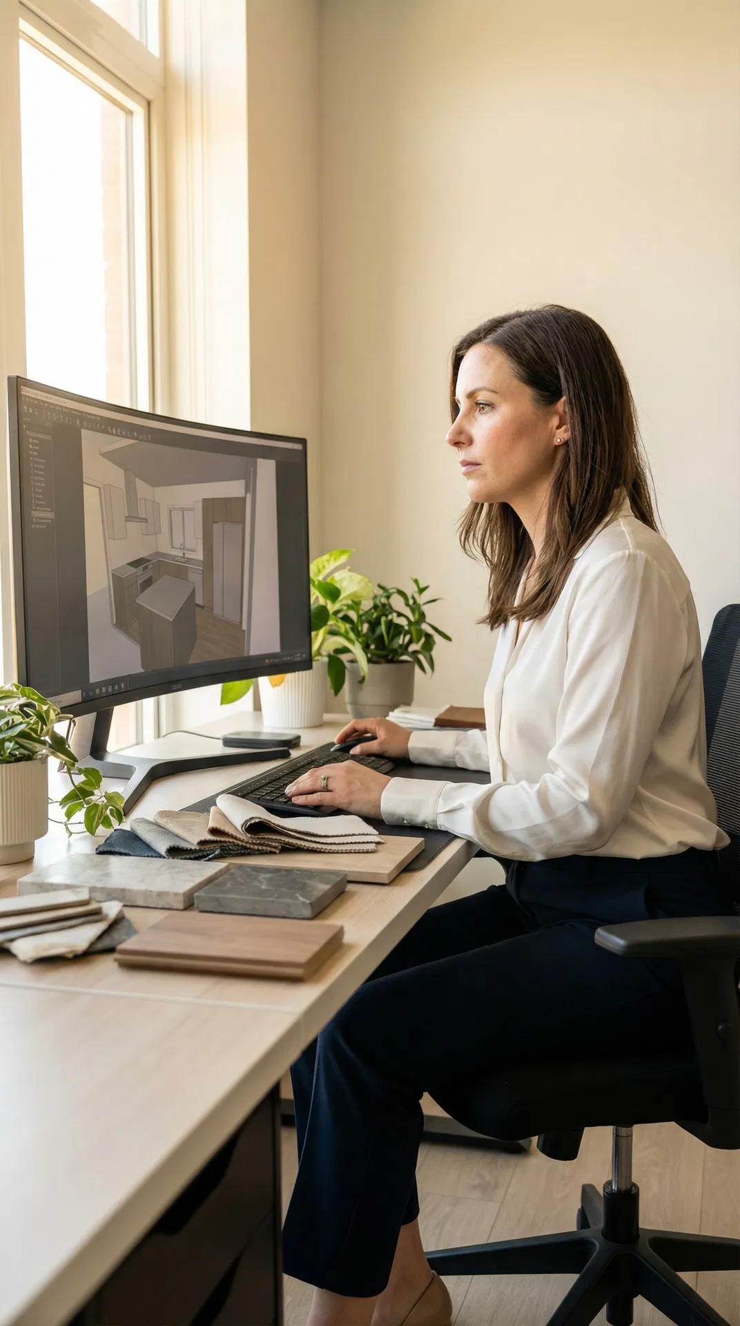 Designer d'intérieur travaillant sur conception 3D