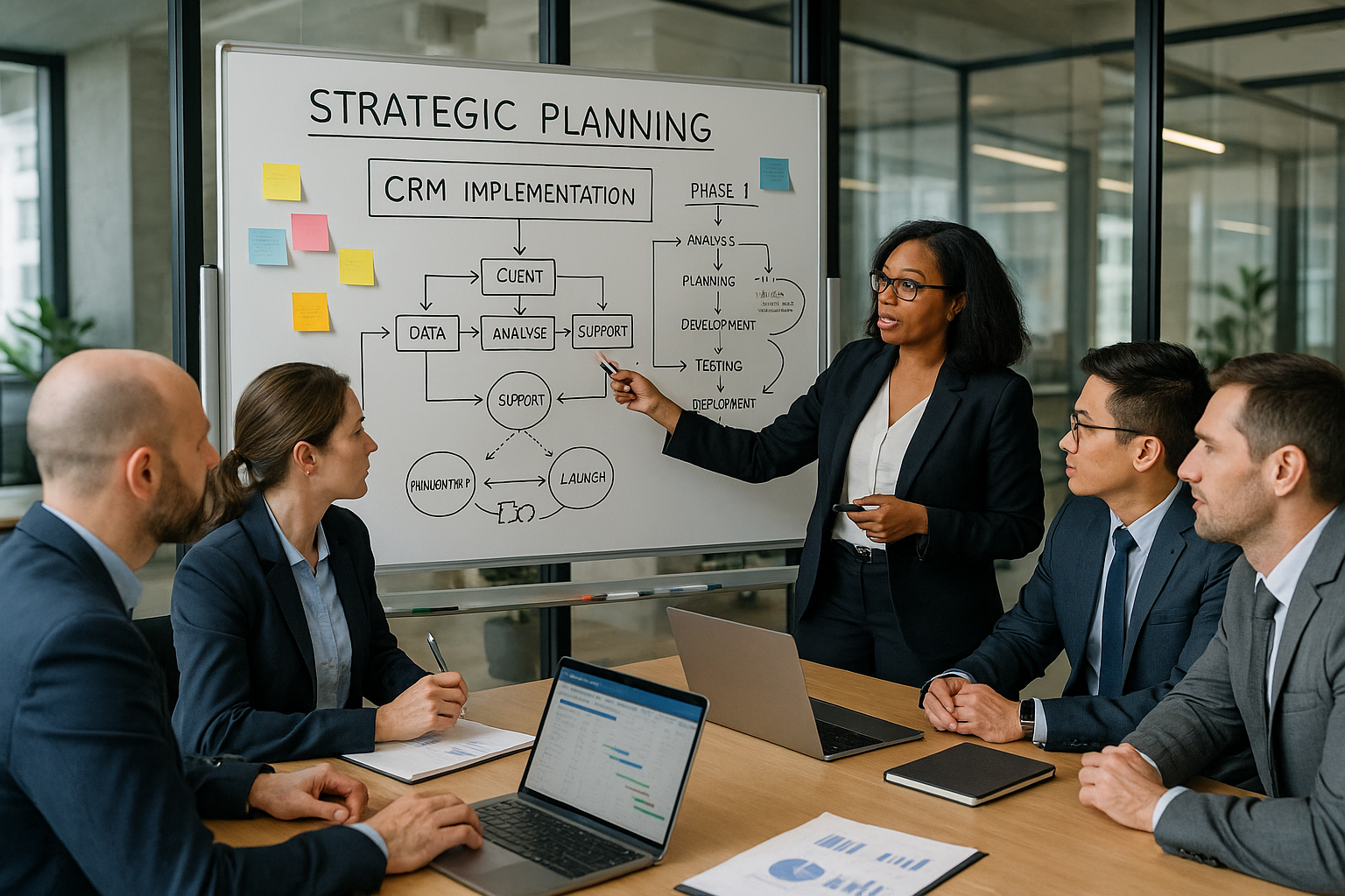 Strategic planning session with CRM implementation team
