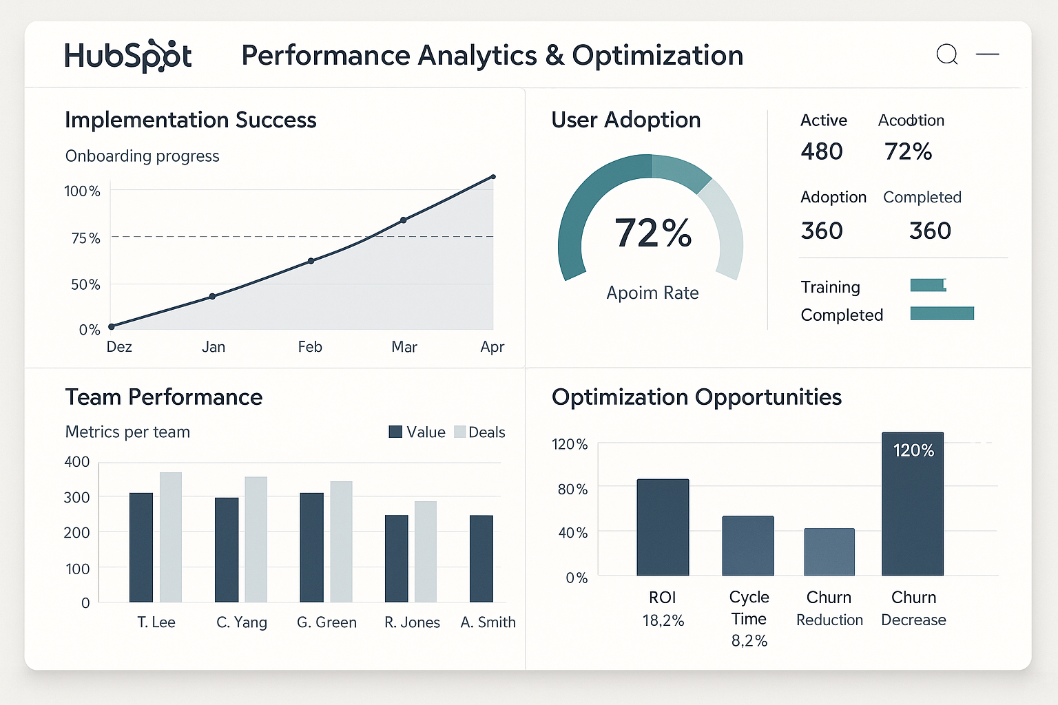 HubSpot performance analytics and optimization dashboard