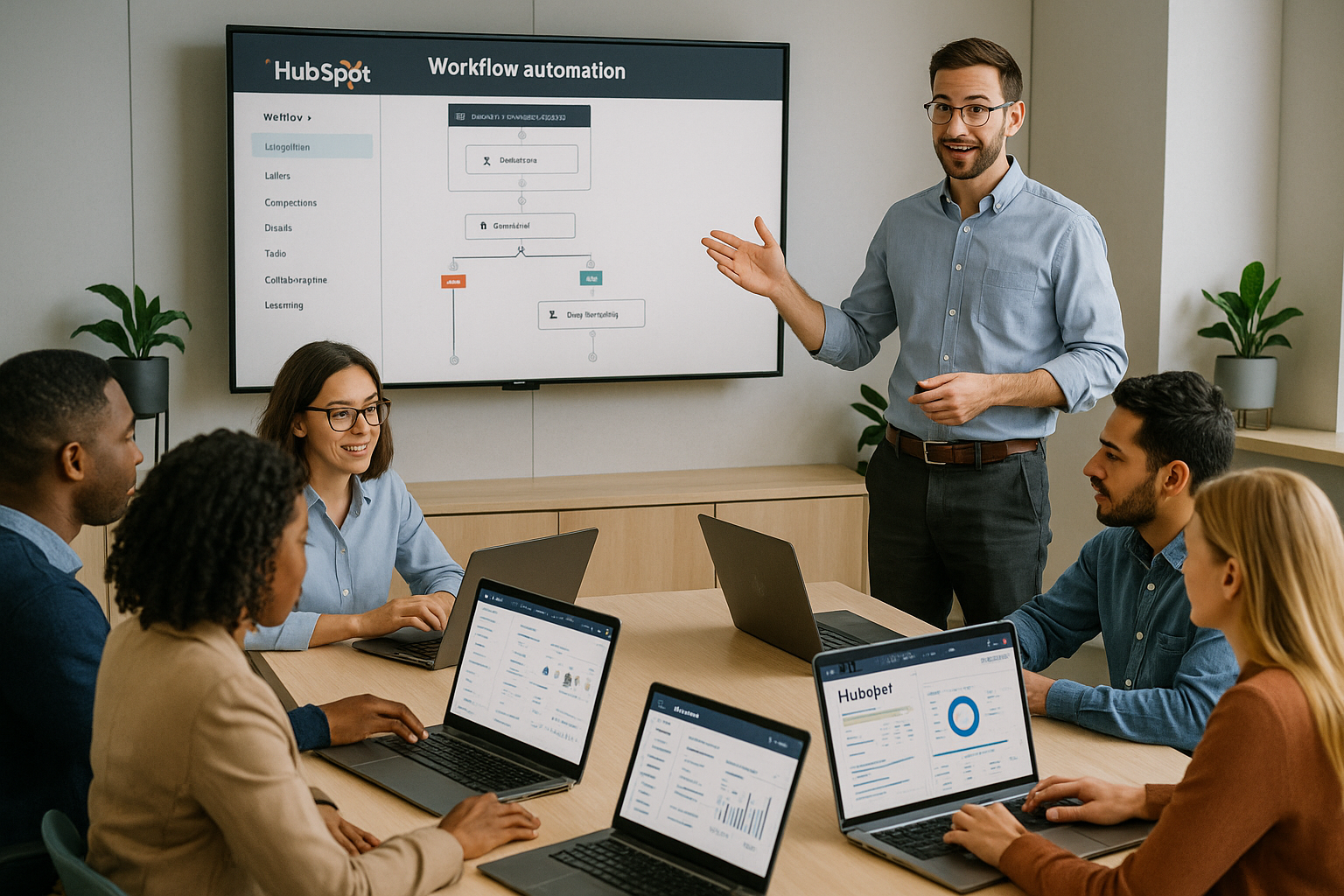 Professional team training session for HubSpot implementation