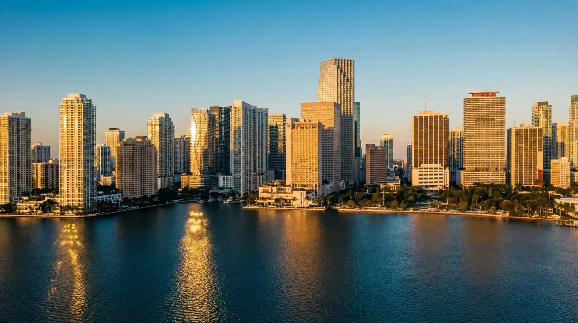 Miami skyline at golden hour
