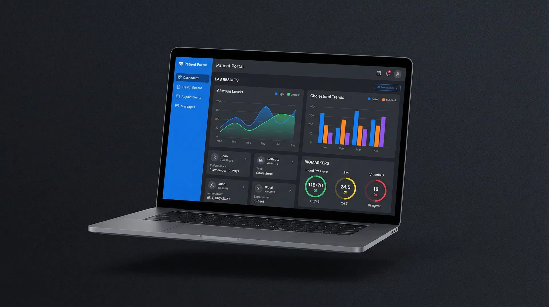 Customized patient portal dashboard