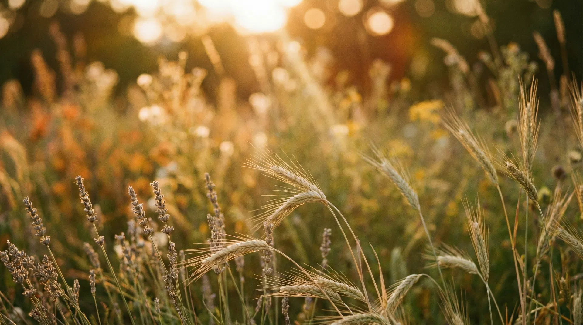 Champ de lavande au coucher du soleil