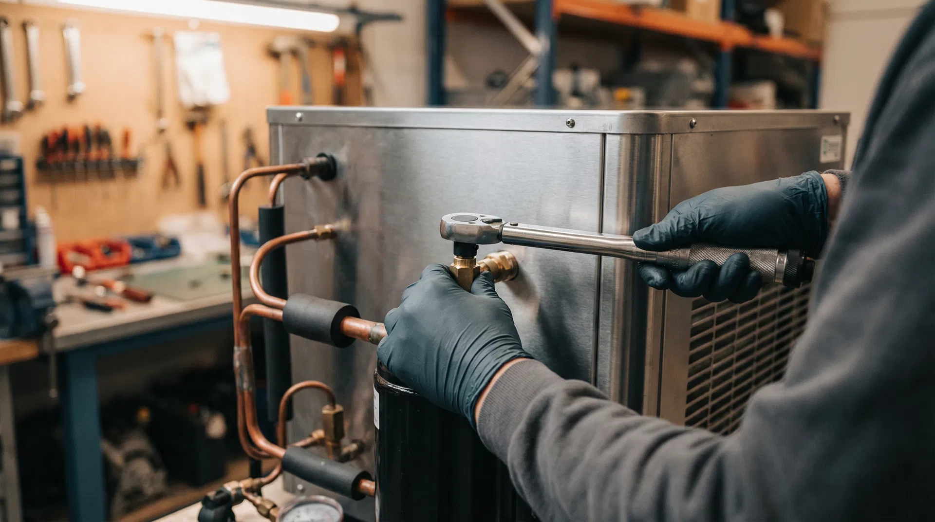 Mortuary Maintenance technician servicing mortuary equipment