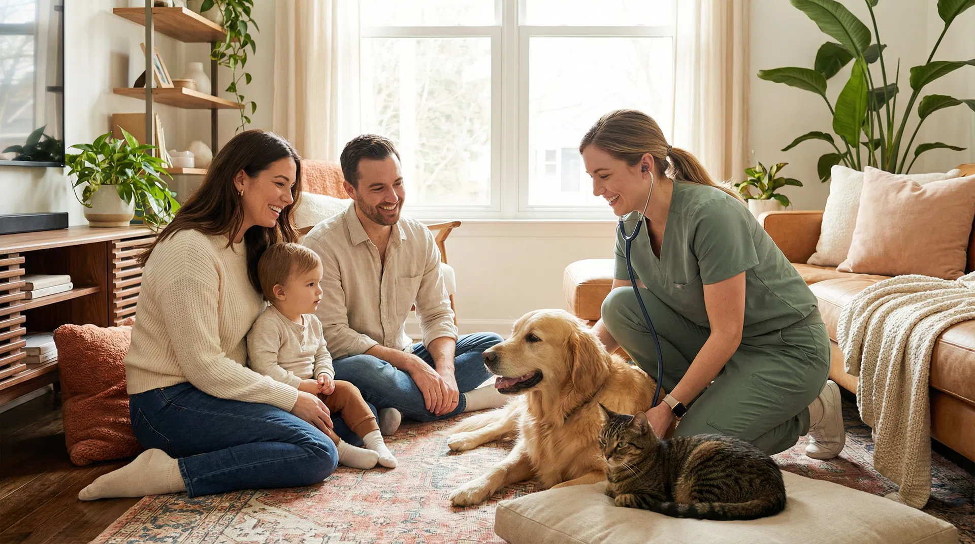 Atendimento veterinário no conforto do lar - pet sendo cuidado em casa