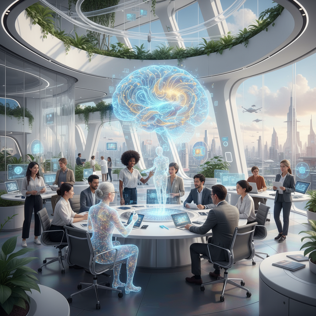 A visual metaphor for the future of work, where humans and AI collaborate effectively.