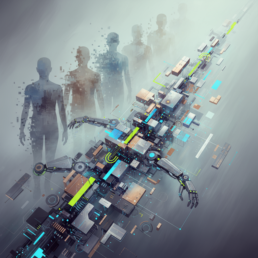 An abstract representation of job displacement due to AI