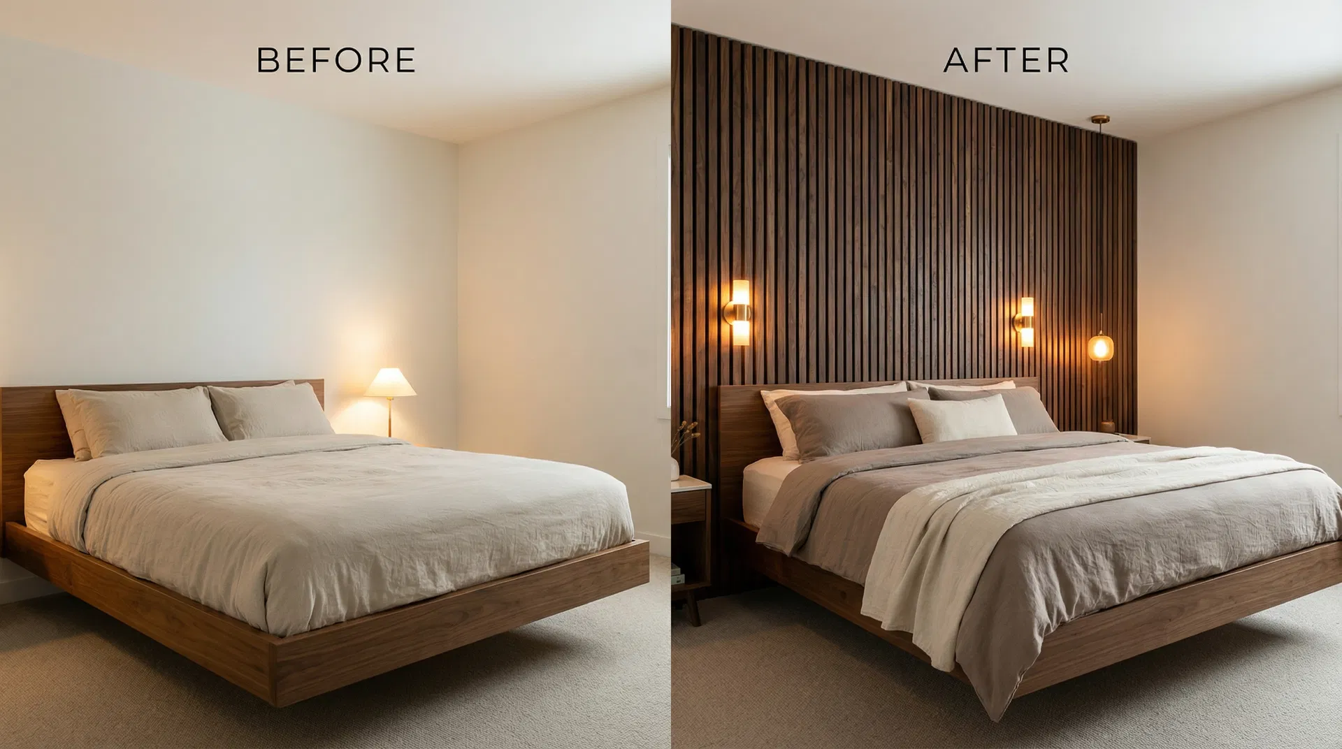 Before and after wall panel transformation