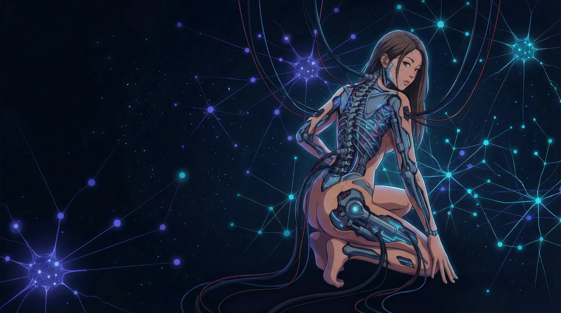 EZCTO AI Agent — cyberpunk engineer in neural network