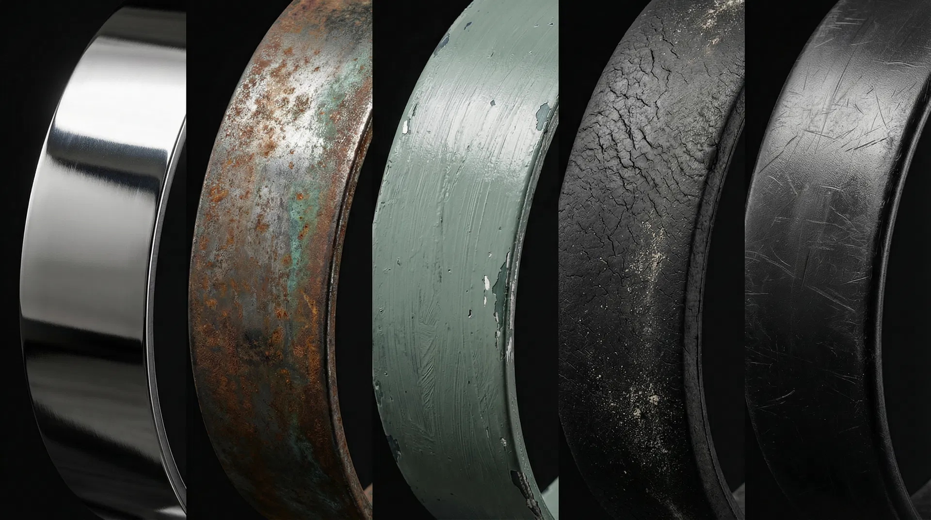 Various industrial material surfaces showing different emissivity characteristics