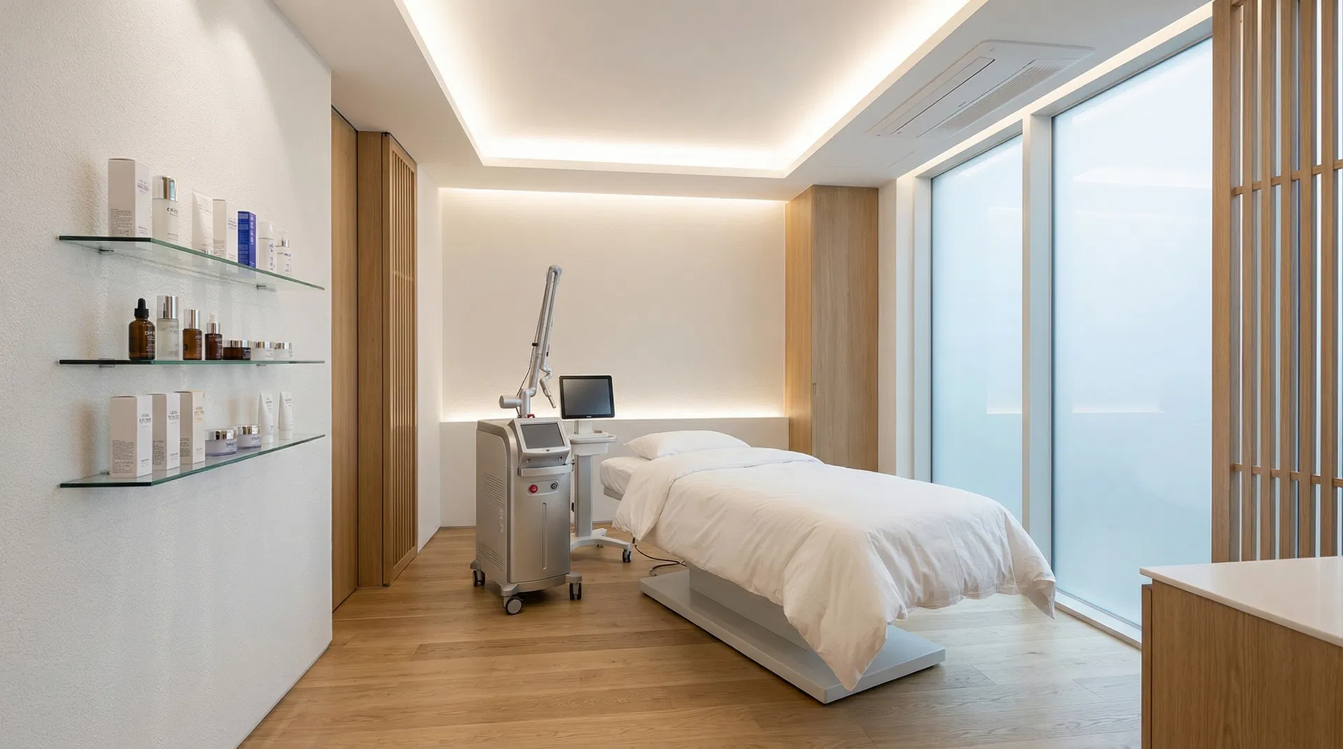Interior of a modern Korean aesthetic clinic in Seoul