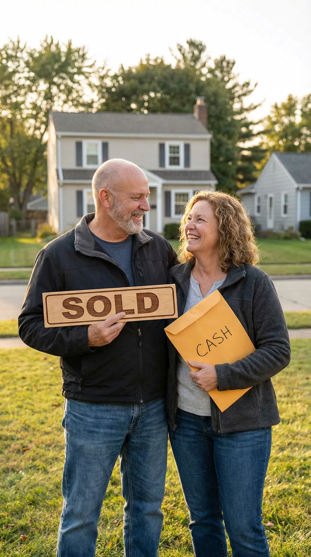 Happy homeowners celebrating after selling their house to CashClose