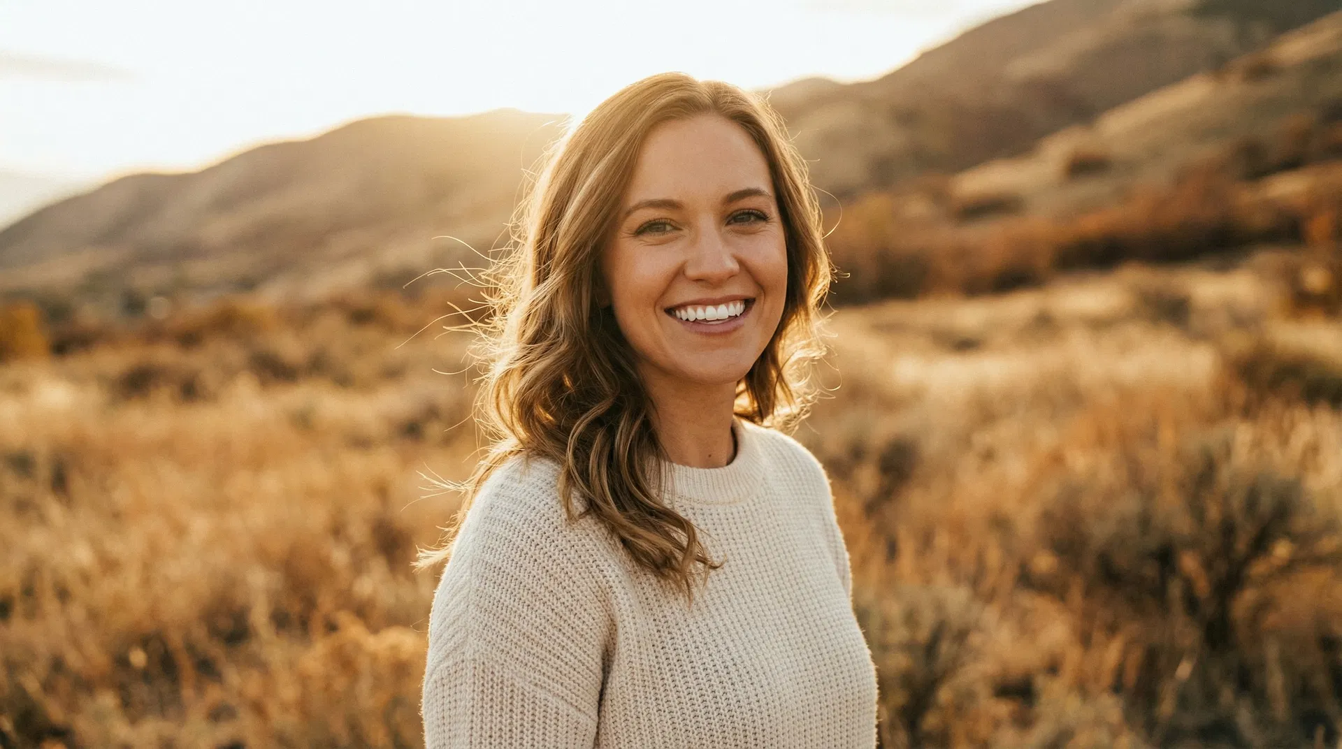 Confident smile in Utah mountain landscape