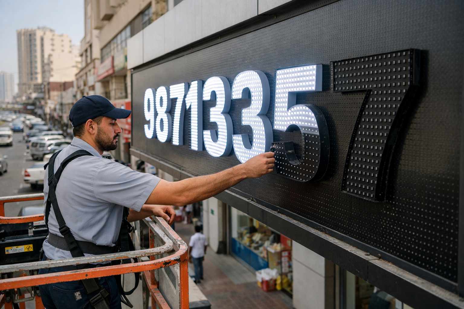 عملية تركيب لوحات إعلانية احترافية