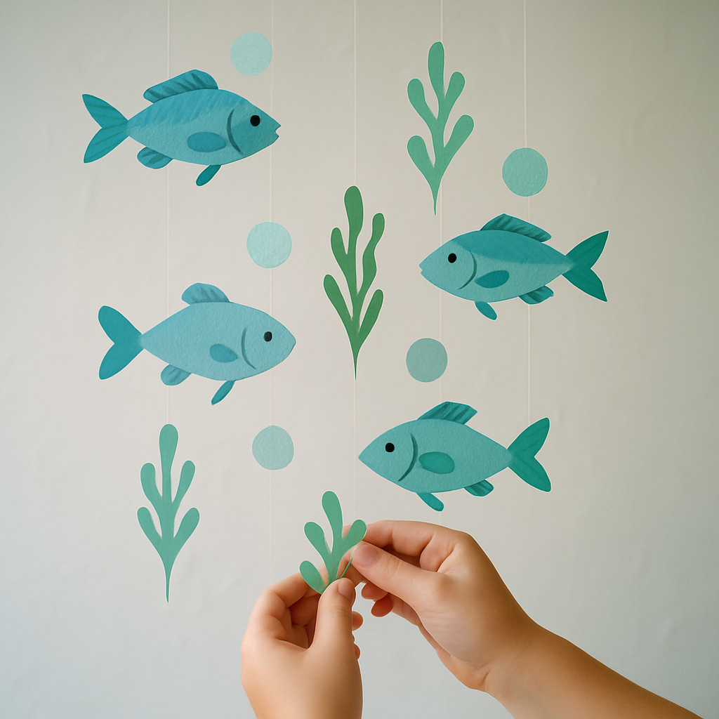 Móbile de Peixes e Elementos Aquáticos