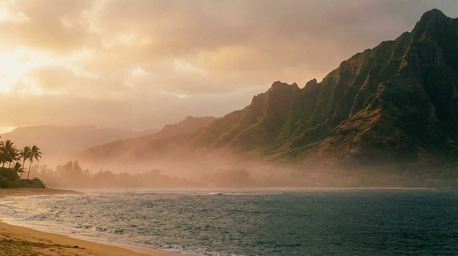 Beach to mountains landscape