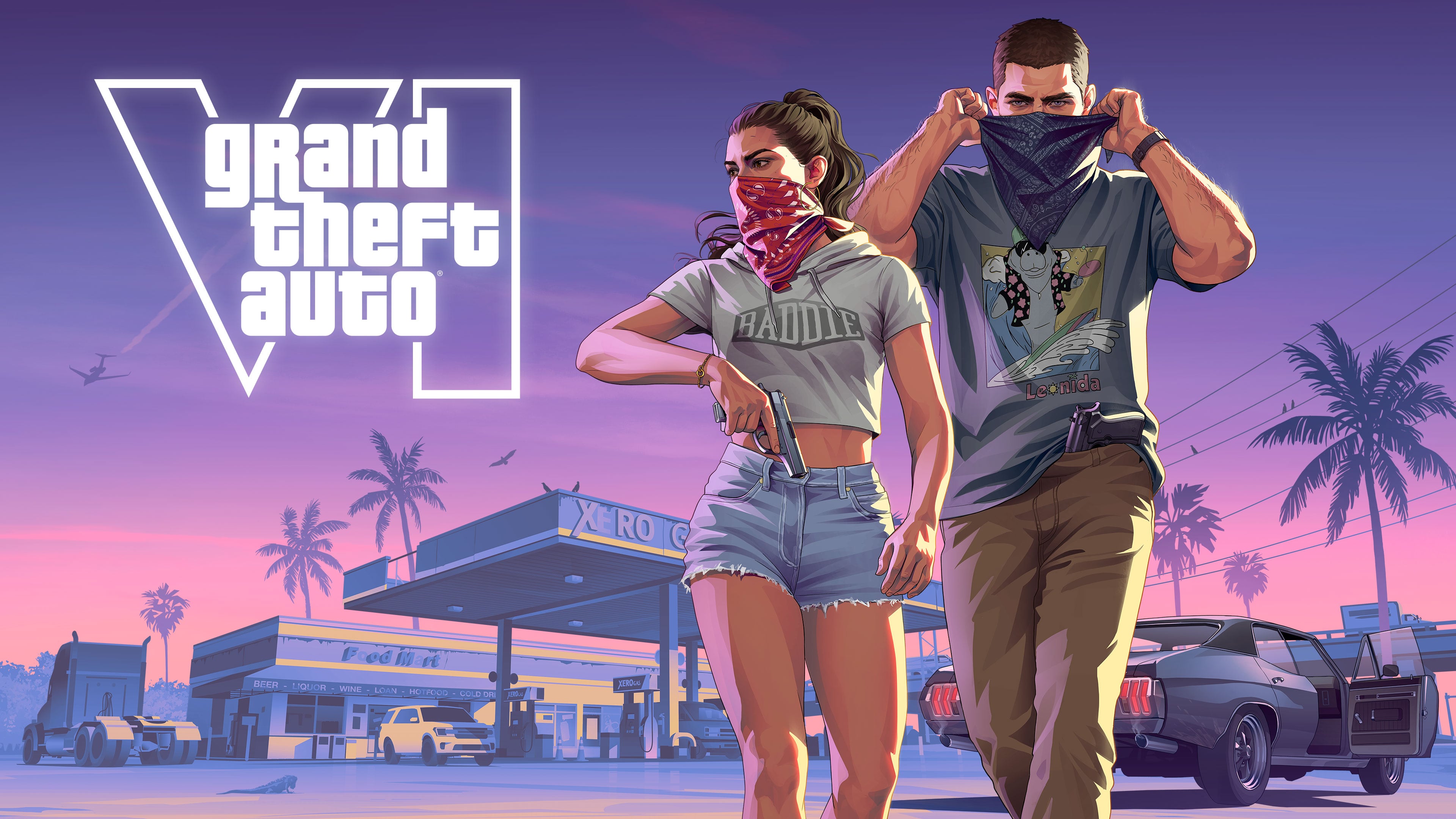 Jason e Lucia em uma cena de ação de GTA 6
