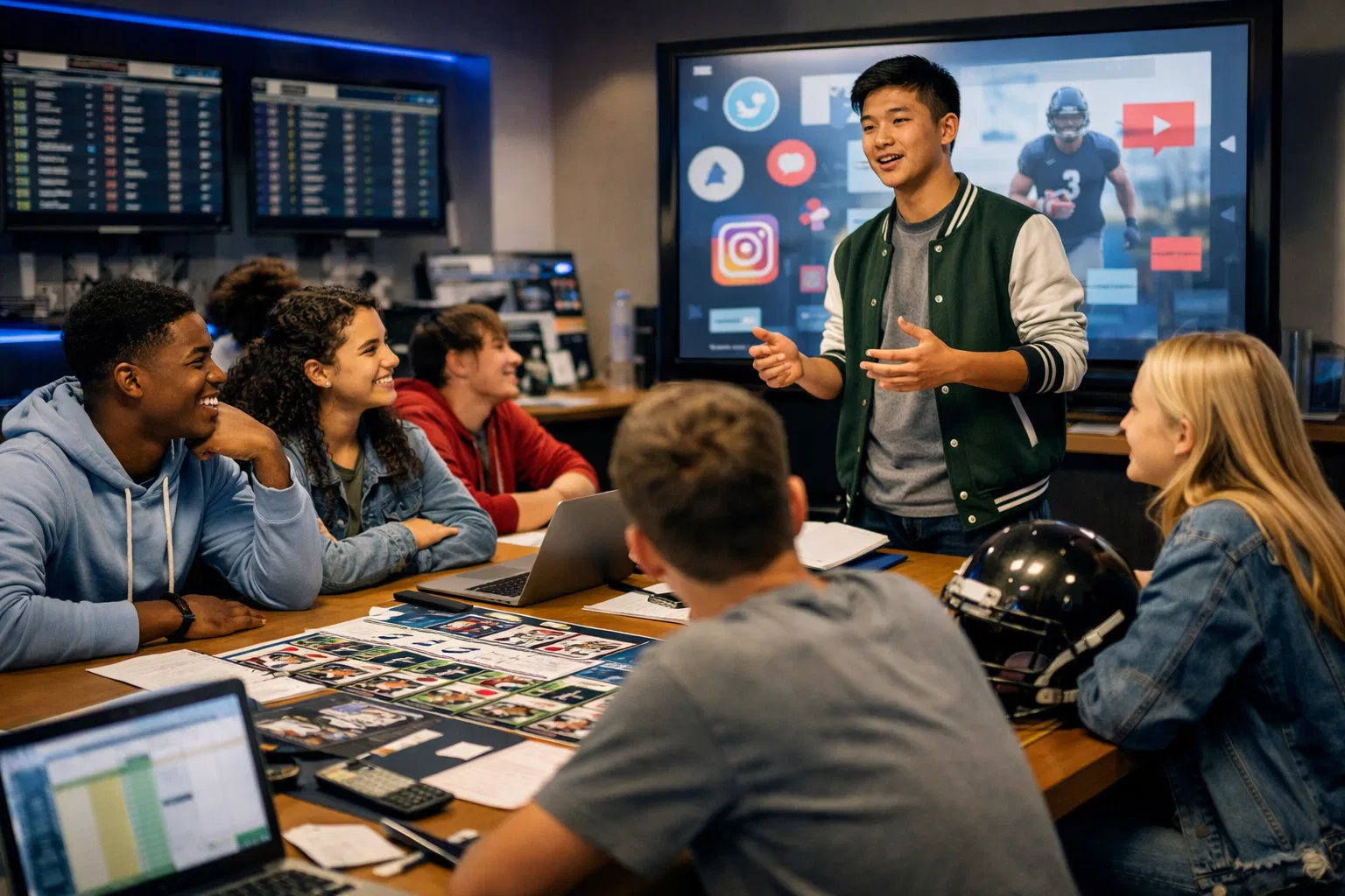 BOSE students in a sports business classroom