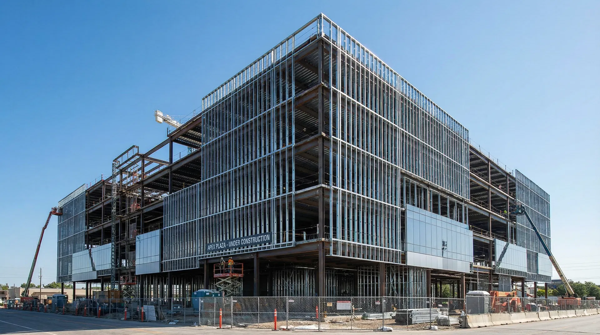 Commercial building steel construction