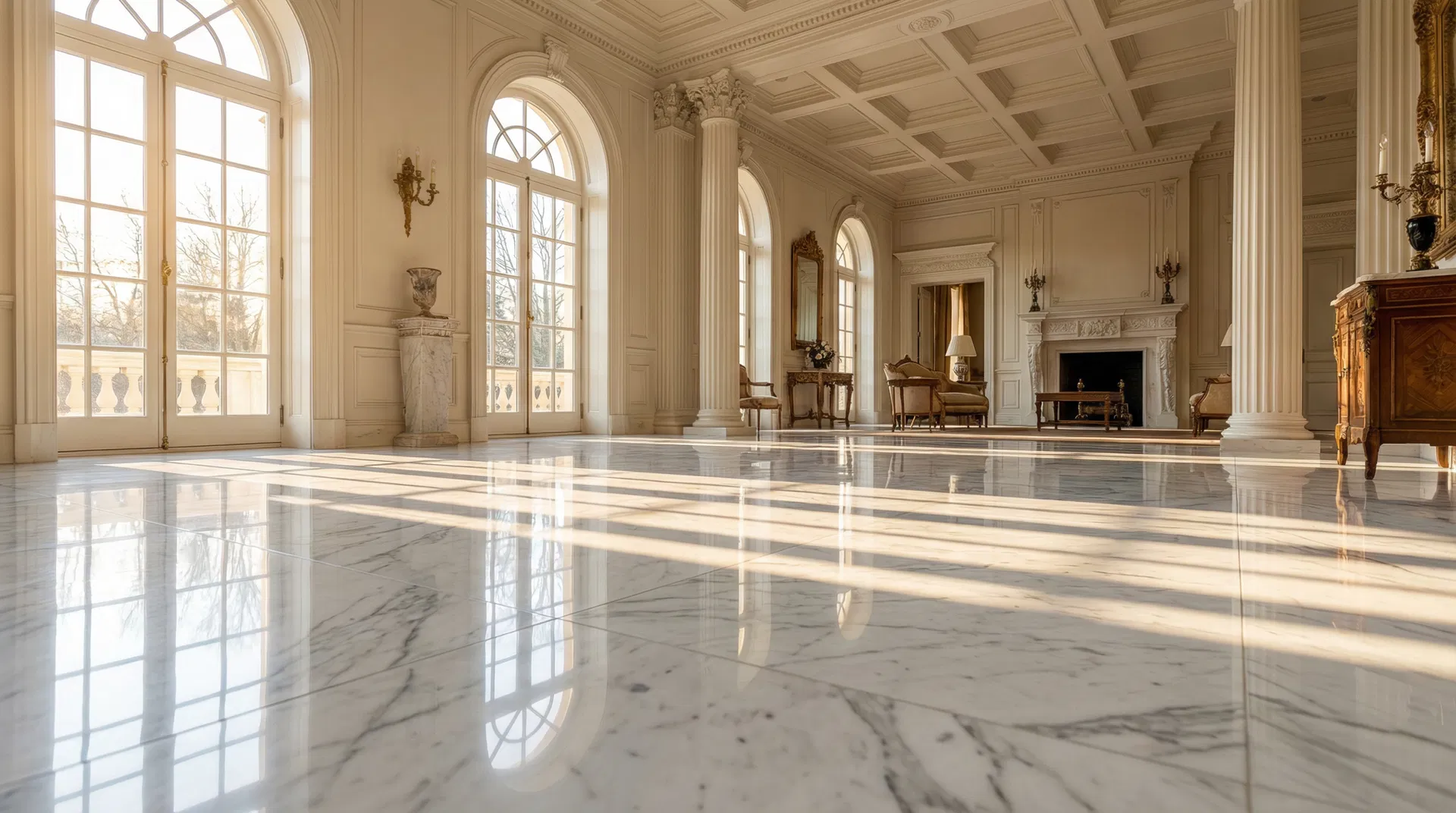 Polierter Marmorboden in einer eleganten Villa