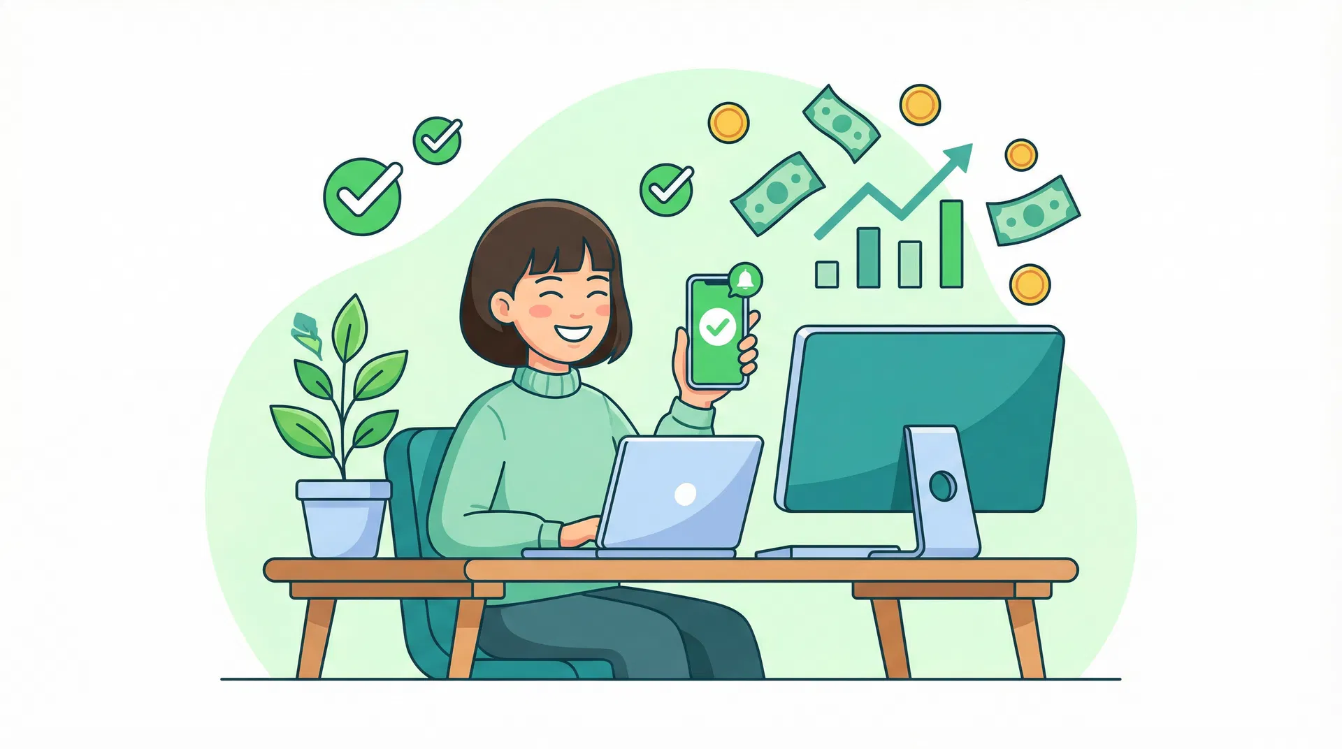 TASUKE導入後:最短即日入金で解決した状態を示す図解