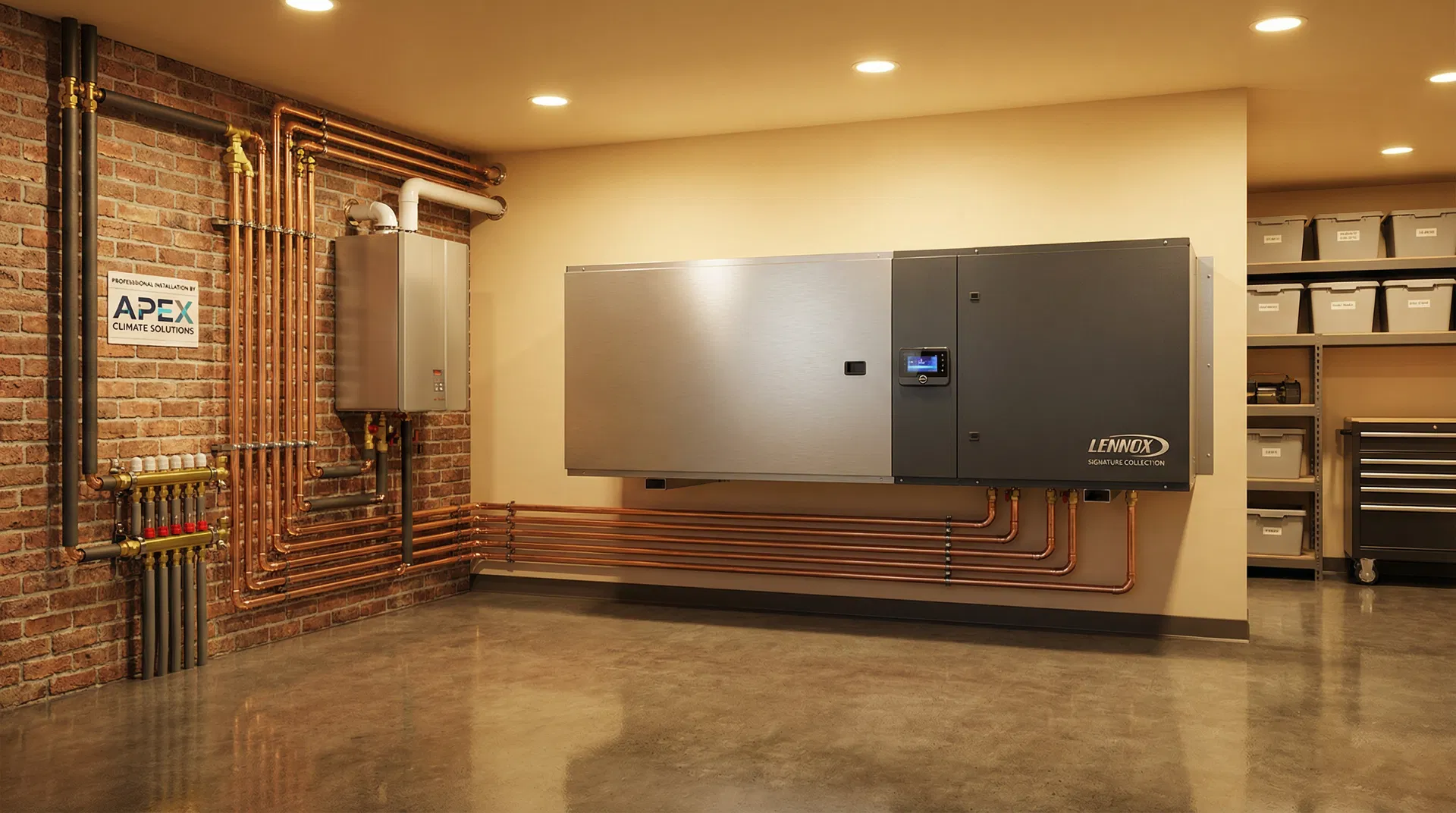 Modern HVAC system installation