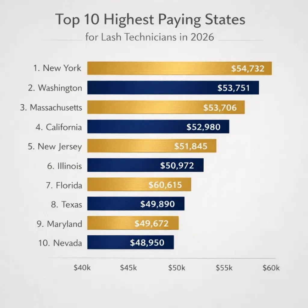 Highest Paying States for Lash Technicians 2026
