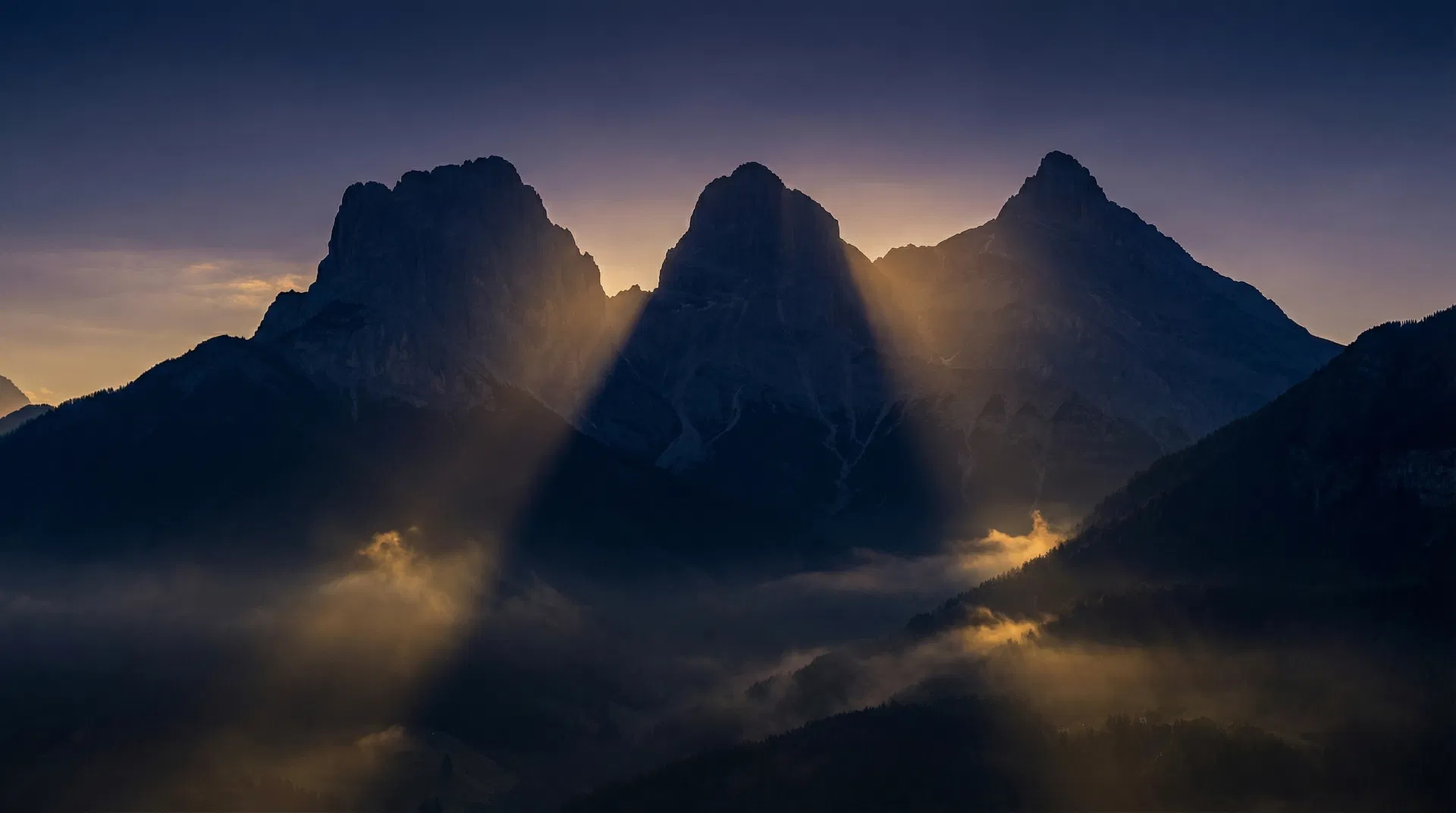 Mountain ridges at dawn