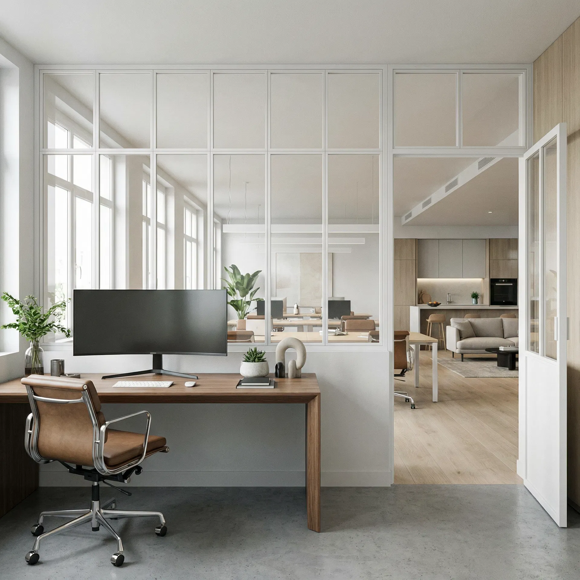 Bureau avec verrière