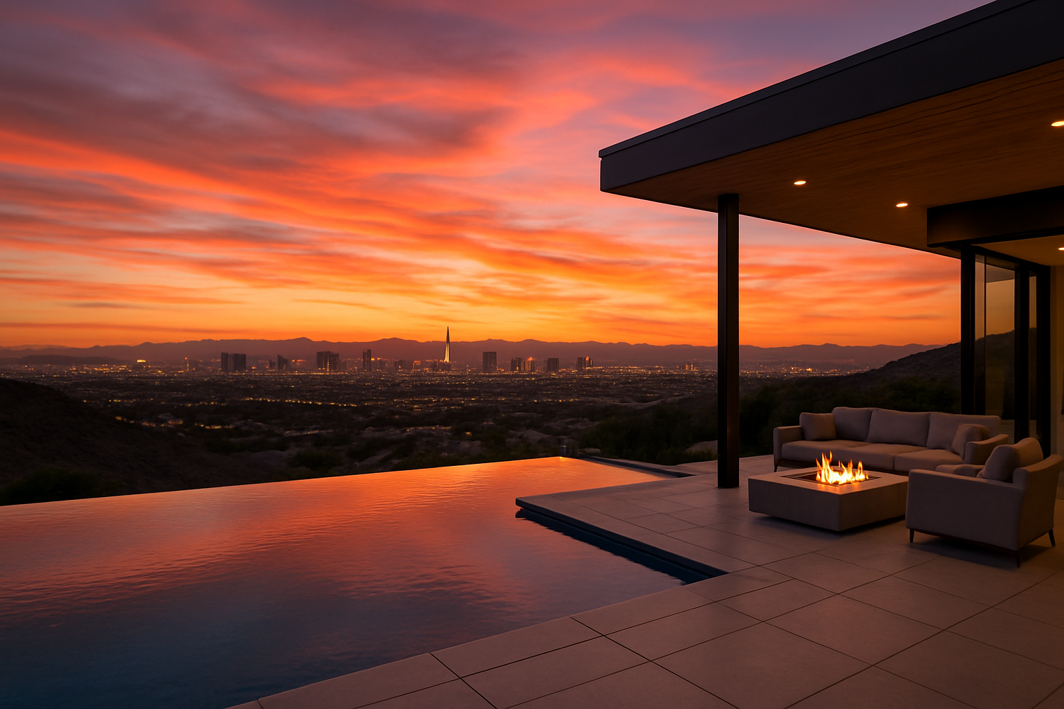 Las Vegas and Henderson Skyline from Luxury Home