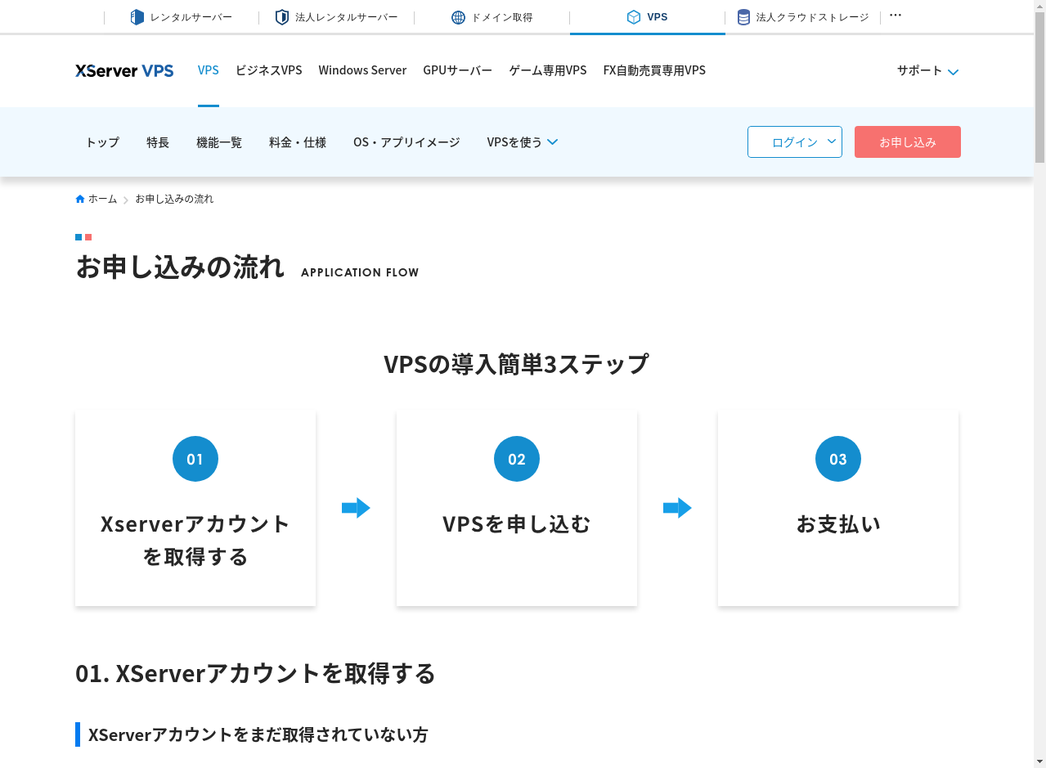 申し込みの流れ