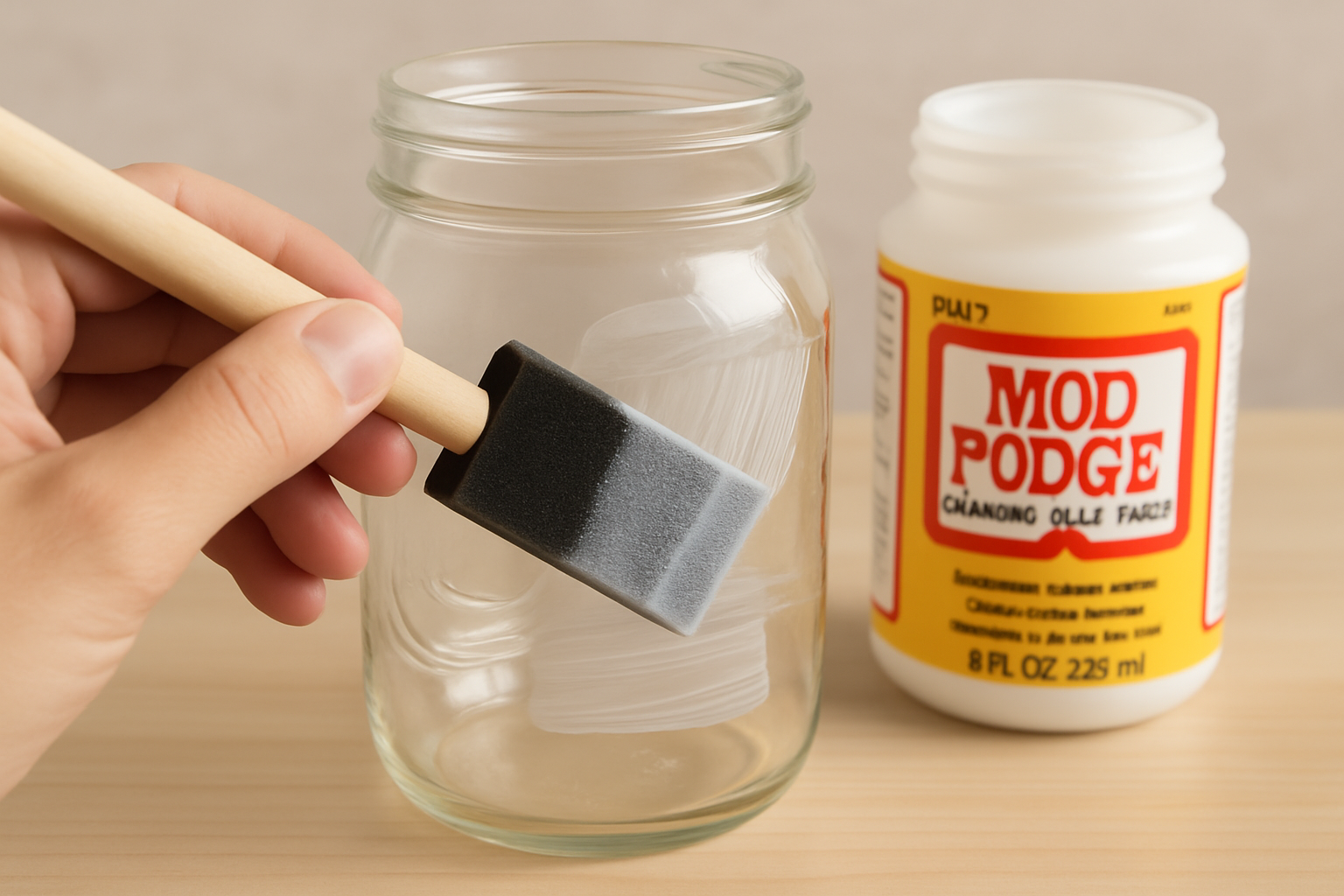 Apply Mod Podge to Jar