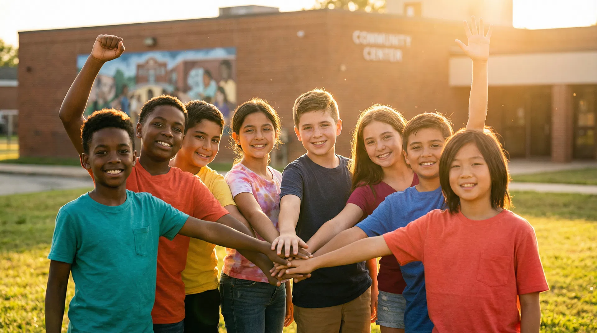 Diverse youth at community center