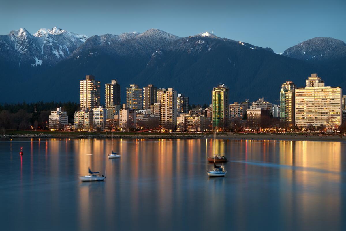 Vancouver mountains and cityscape